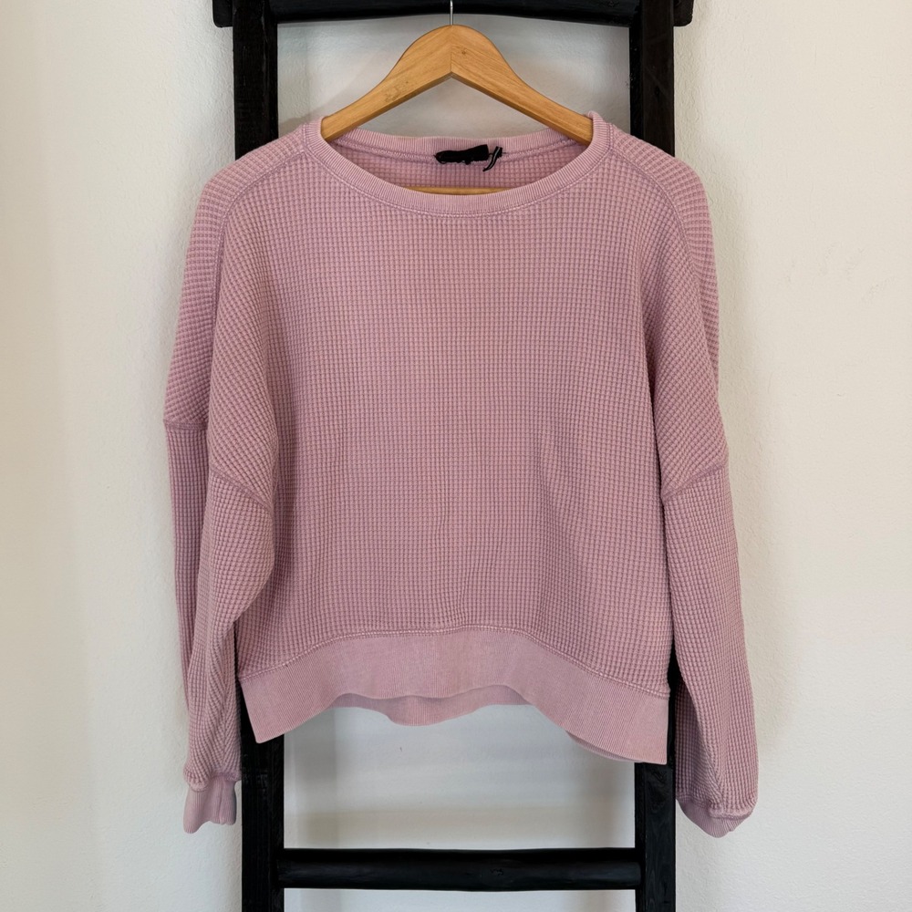 Out From Under Urban‎ Outfitters Pink Waffle Knit Long Sleeve Sweatshirt Medium
